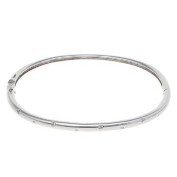 18ct White Gold 0.10ct Diamond Hinged Bangle