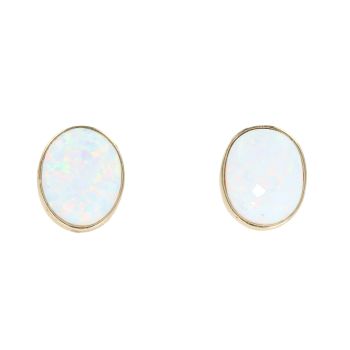 9ct Yellow Gold Created Opal Stud Earrings