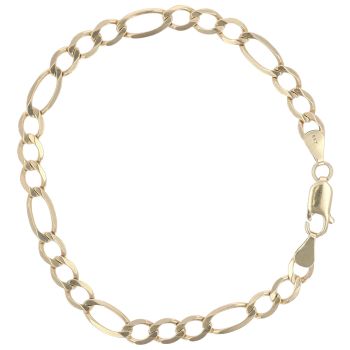 9ct Yellow Gold Figaro Bracelet 8"