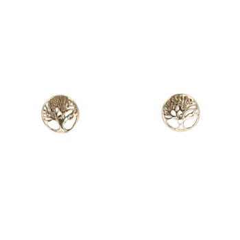 9ct Yellow Gold Tree Of Life Stud Earrings