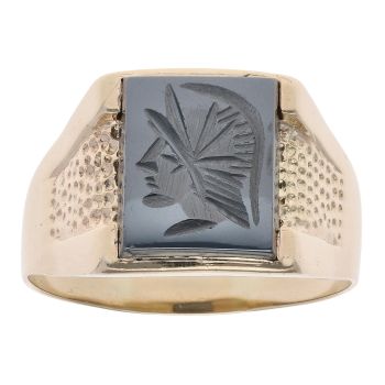 9ct Yellow Gold Hematite Centurion Signet Ring
