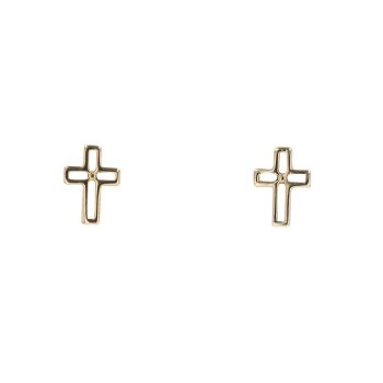 Children's 14ct Yellow Gold Cross Stud Earrings