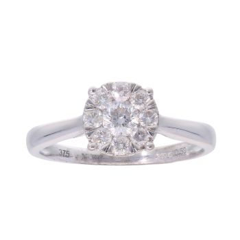 9ct White Gold 0.50ct Diamond Cluster Ring