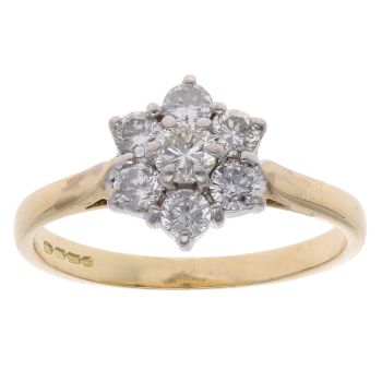 18ct Yellow Gold 0.50ct Diamond Cluster Ring