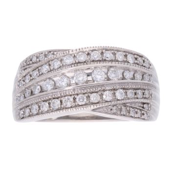 9ct White Gold 0.50ct Diamond Crossover Ring