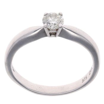 9ct White Gold 0.33ct Brilliant Cut Diamond Solitaire Ring