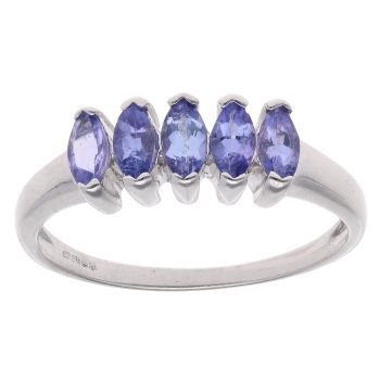 9ct White Gold Five Stone Tanzanite Ring