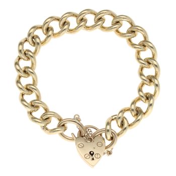 9ct Yellow Gold Heart Charm Bracelet 7"