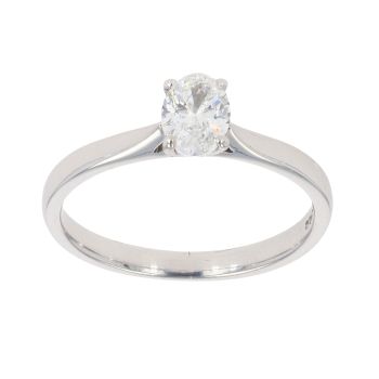 18ct White Gold 0.50ct Oval Cut Diamond Solitaire Ring