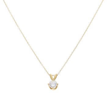 18ct Yellow Gold 0.75ct Brilliant Cut Diamond Solitaire Pendant and Chain 18"