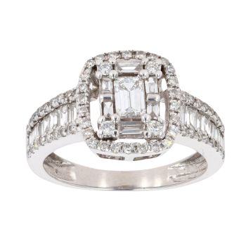 18ct White Gold 1.00ct Diamond Cluster Ring