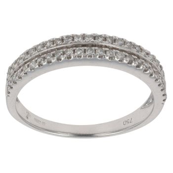 18ct White Gold 0.25ct Brilliant Cut Diamond Two Row Ring
