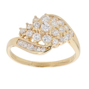 18ct Yellow Gold 0.65ct Diamond Cluster Ring