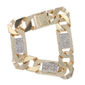 9ct Yellow Gold Cubic Zirconia Curb Bracelet 8.5"