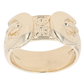 9ct Yellow Gold Patterned Double Buckle Ring