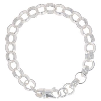 Silver Patterned and Plain Belcher Bracelet 9" By icesia
