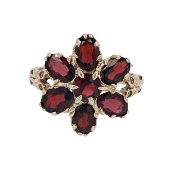 9ct Yellow Gold Garnet Cluster Ring