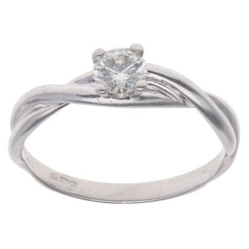 9ct White Gold 0.35ct Brilliant Cut Diamond Solitaire Twist Ring