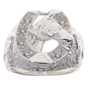 Silver Cubic Zirconia Horseshoe Ring