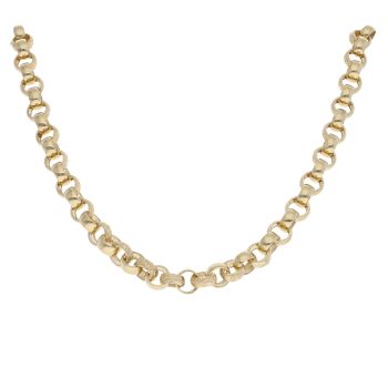 9ct Yellow Gold Patterned And Plain Belcher Chain 18"