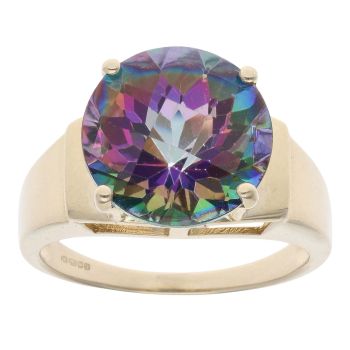9ct Yellow Gold Mystic Topaz Solitaire Ring