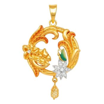 22ct Yellow Gold Cubic Zirconia Pendant With enamel