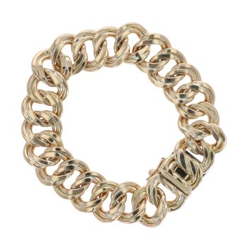 9ct Yellow Gold Double Link Fancy Bracelet 7.5"