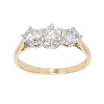 18ct Yellow Gold 0.75ct Diamond Trilogy Ring