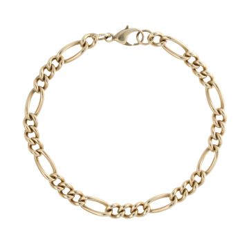 9ct Yellow Gold Figaro Bracelet 7.5"