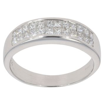18ct White Gold 0.75ct Princess Cut Diamond Two Row Ring