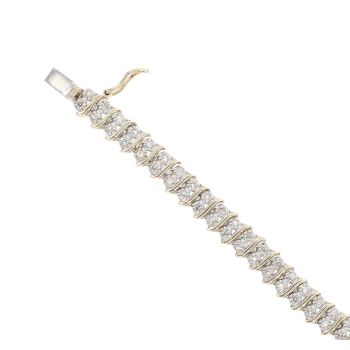9ct Yellow Gold 1.00ct Brilliant Cut Diamond Two Row Bracelet 7"