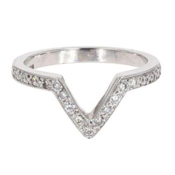 18ct White Gold 0.20ct Diamond Wishbone Ring