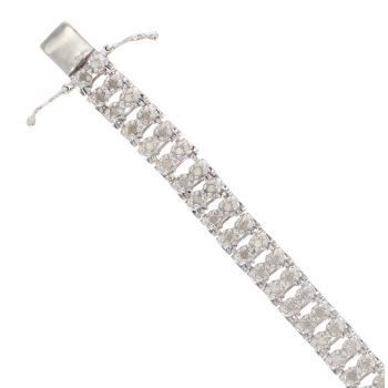 9ct White Gold 2.50ct Brilliant Cut Diamond Two Row Bracelet 7"