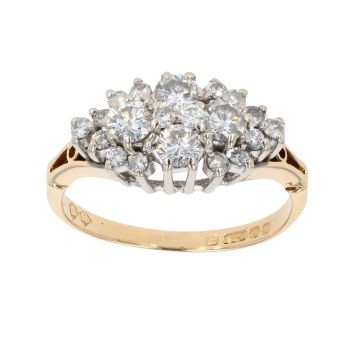 18ct Yellow Gold 0.65ct Brilliant Cut Diamond Cluster Ring