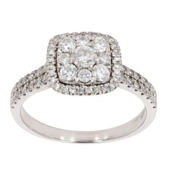 18ct White Gold 0.86ct Diamond Cluster Ring