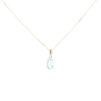 9ct Yellow Gold Blue Topaz Pendant And Chain 18"