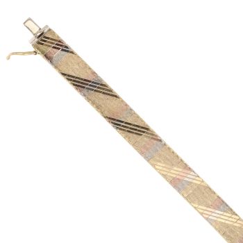 9ct Yellow, White And Rose Gold Fancy Bracelet 7"