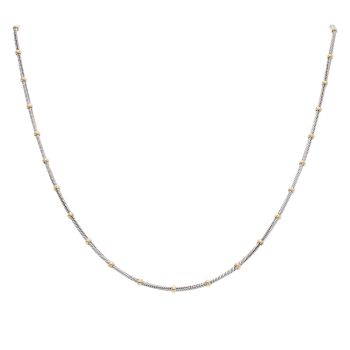 9ct Yellow and White Gold Beaded Snake Chain 18"