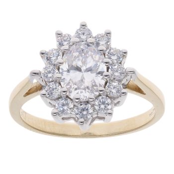 9ct Yellow Gold Cubic Zirconia Cluster Ring