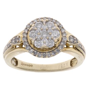 9ct Yellow Gold 0.56ct Diamond Cluster Ring