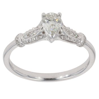18ct White Gold 0.40ct Pear Cut Diamond  Solitaire Ring