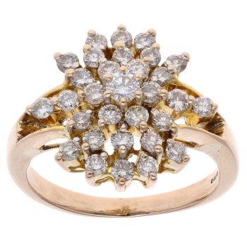 14ct Yellow Gold 1.25cts Diamond Cluster Ring