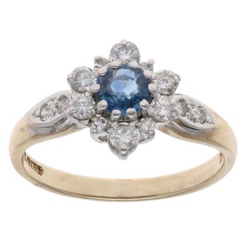 18ct Yellow Gold 0.40ct Diamond And Sapphire Cluster Ring
