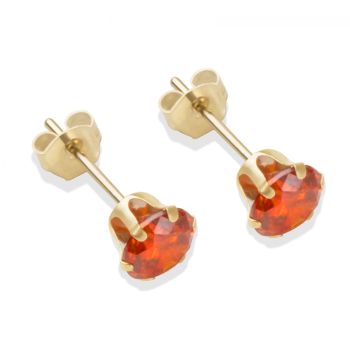 9ct yellow gold 5mm flame CZ stud Earrings