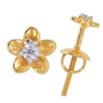 22ct Yellow Gold Cubic Zirconia Flower Stud Earrings