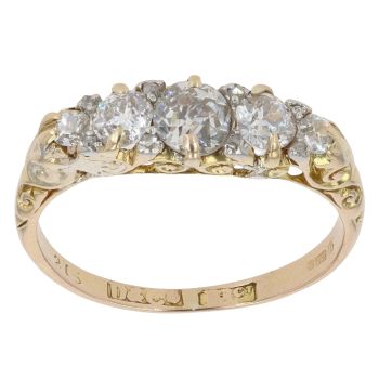 18ct Yellow Gold 0.75ct Diamond Five Stone Ring