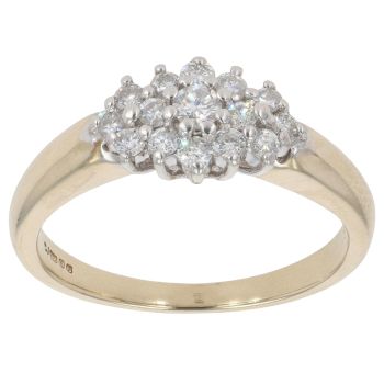 9ct Yellow Gold 0.35ct Brilliant Cut Diamond Cluster Ring