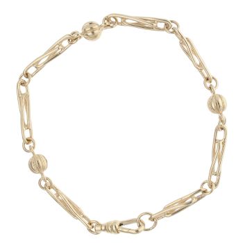 9ct Yellow Gold Bead and Crossover Bracelet 7"