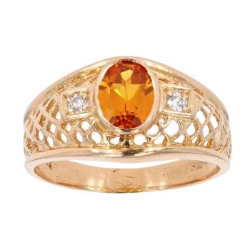 18ct Yellow Gold Citrine And Cubic Zirconia Stone Set Ring