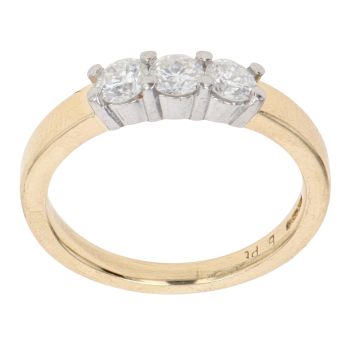 18ct Yellow Gold 0.60ct Brilliant Cut Diamond Trilogy Ring